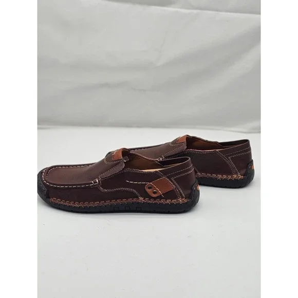 Caoutchouc Slip-On Loafer Shoes Mens Driving Moccasins Brown EU 45 - Picture 5 of 8